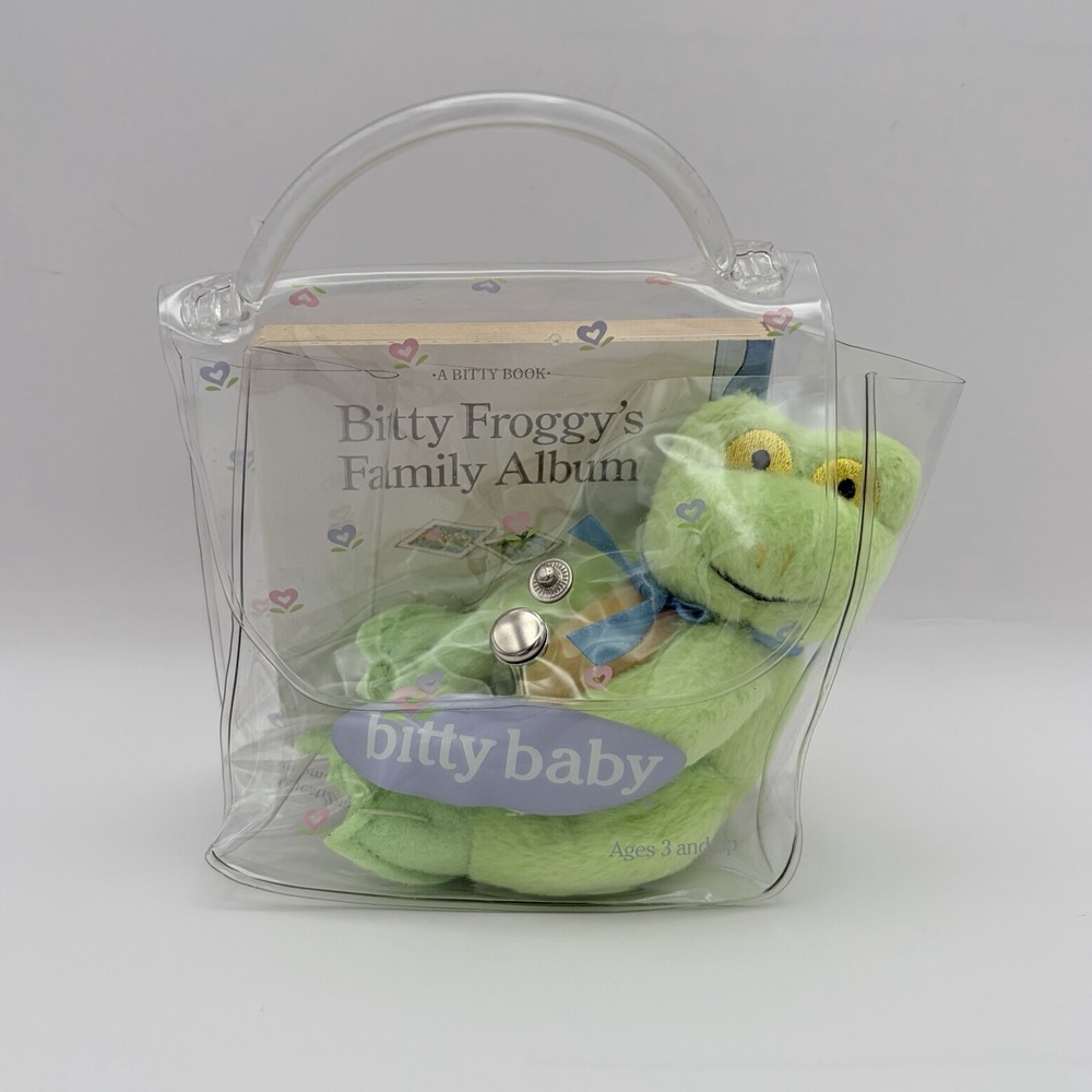 American Girl Bitty Baby Bitty Frog Friend New With Book And Bag